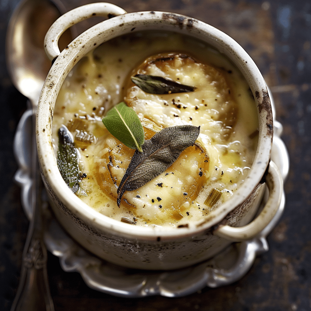 Onion Soup with Sage and Cheddar