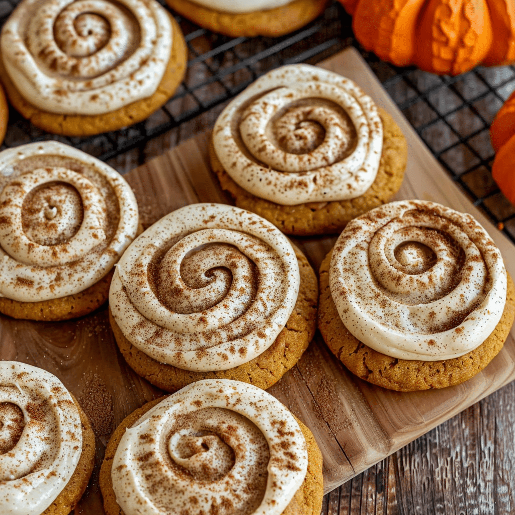 Soft Pumpkin Cookies with Cinnamon Frosting