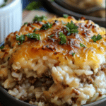 French Onion Ground Beef and Rice Casserole