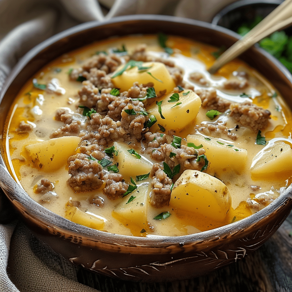 Cheesy Hamburger Potato Soup