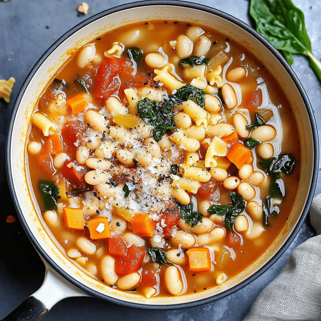 Hearty Italian White Bean Soup With Pasta