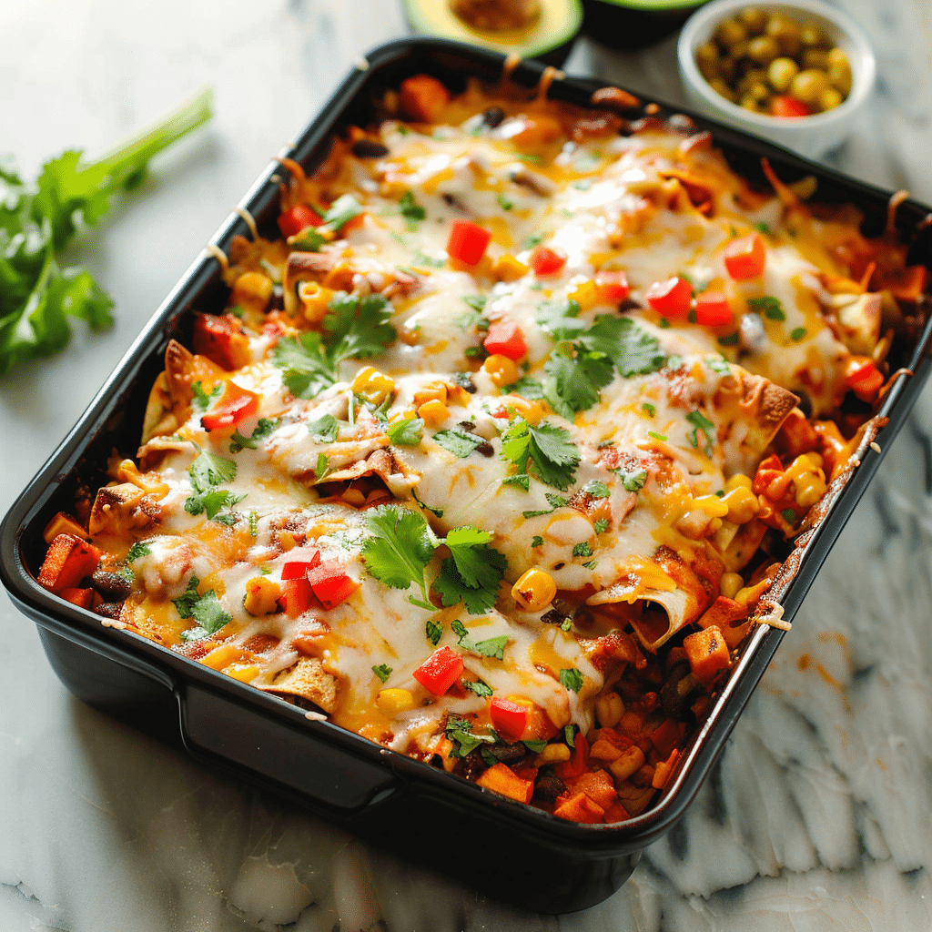 Roasted Veggie Enchilada Casserole