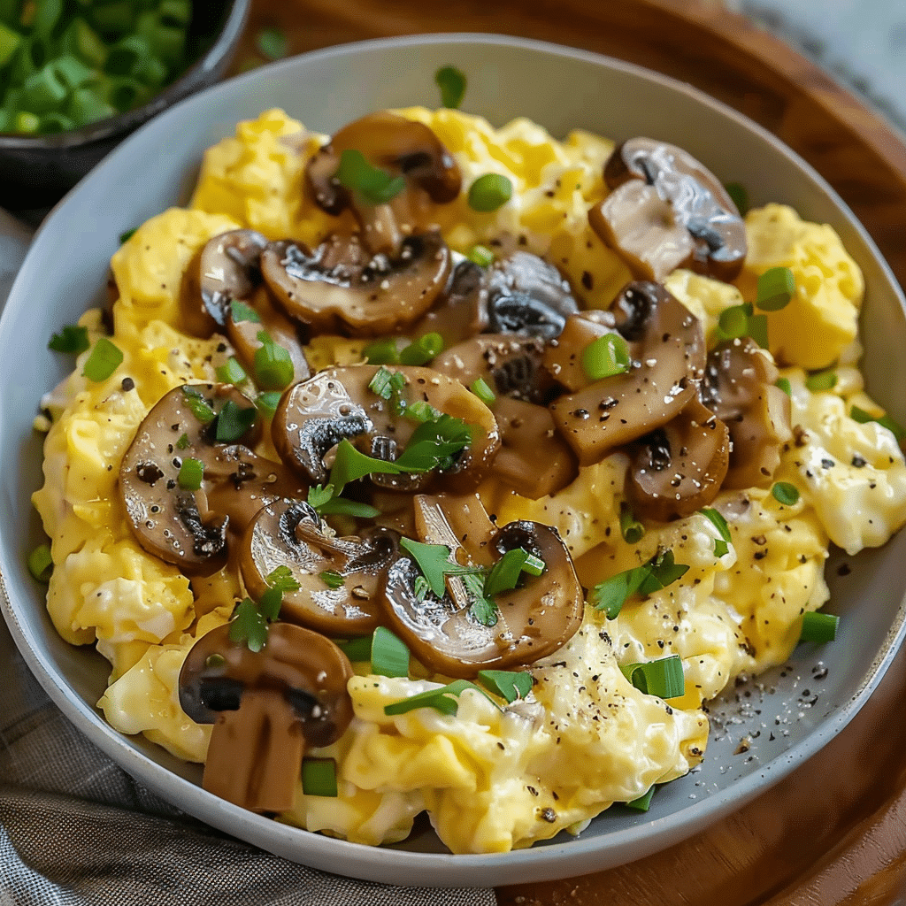 Creamy Scrambled Eggs with Mushrooms