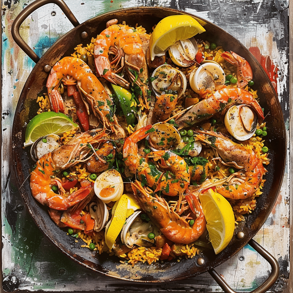 Seafood paella