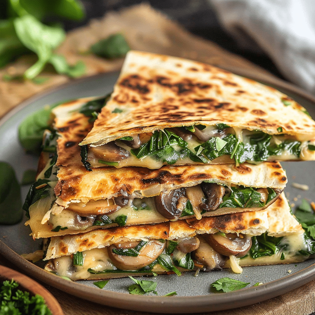 Spinach and Mushroom Quesadillas