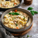 creamy chicken tortellini mushroom soup