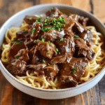 Crockpot Beef Tips & Noodles