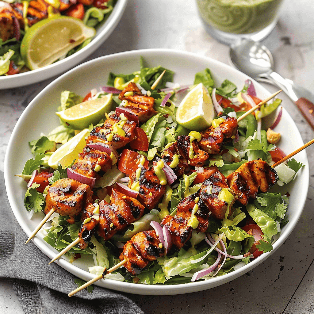 BBQ Chicken Skewer Salad