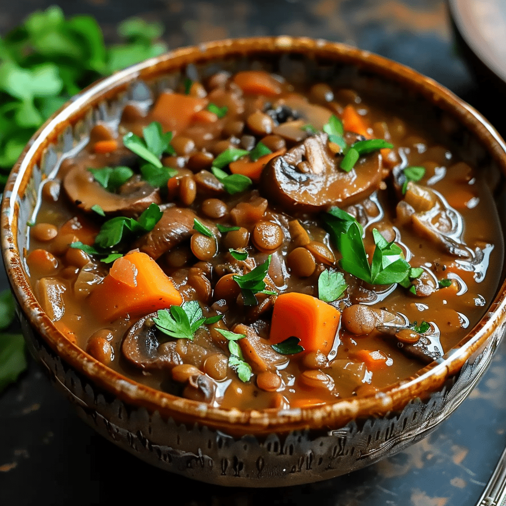 Vegan Mushroom and Lentil Stew