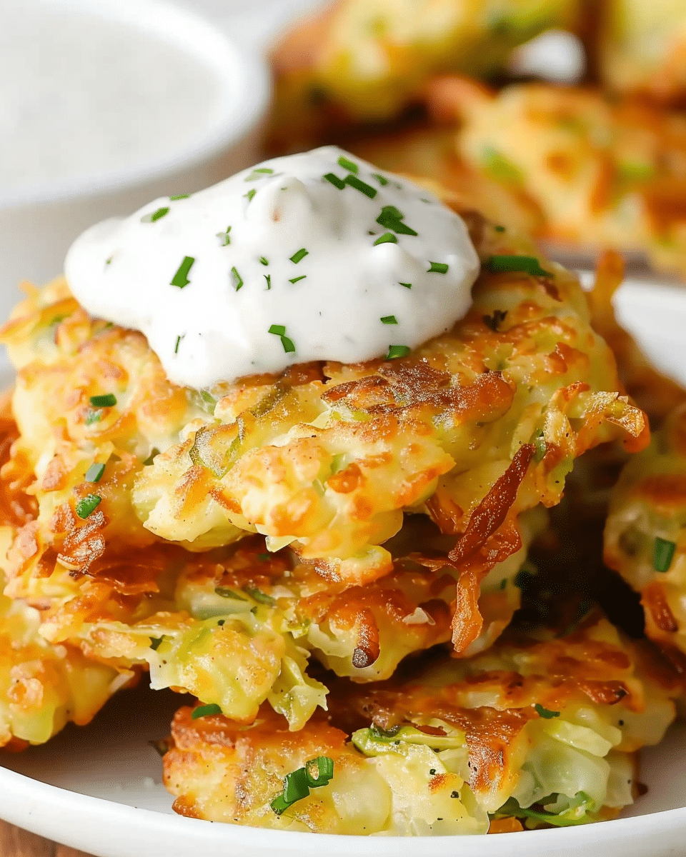 Easy Cabbage Fritters with Garlicky Dip