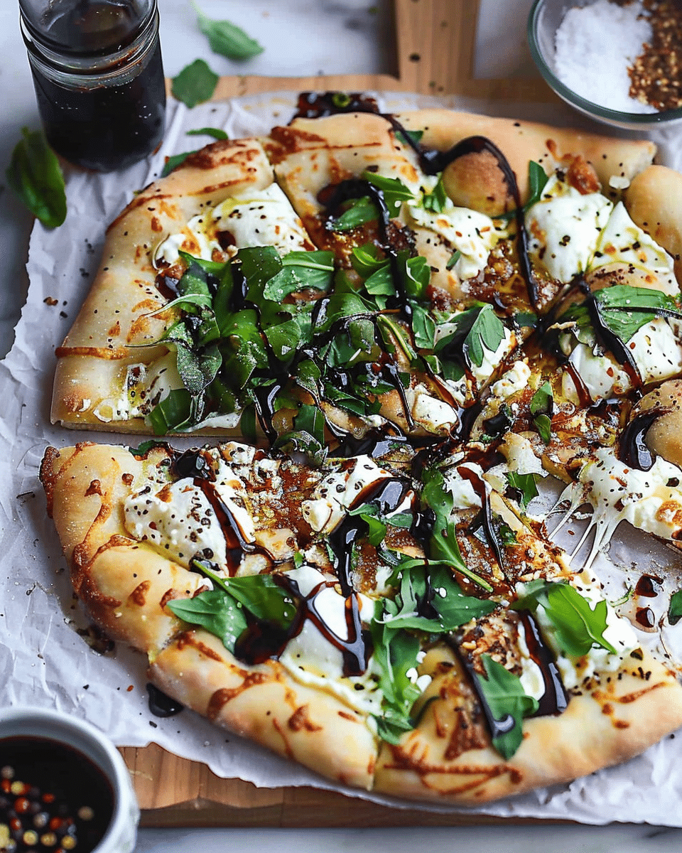 Asparagus Burrata Cheese Pizza with Balsamic Drizzle