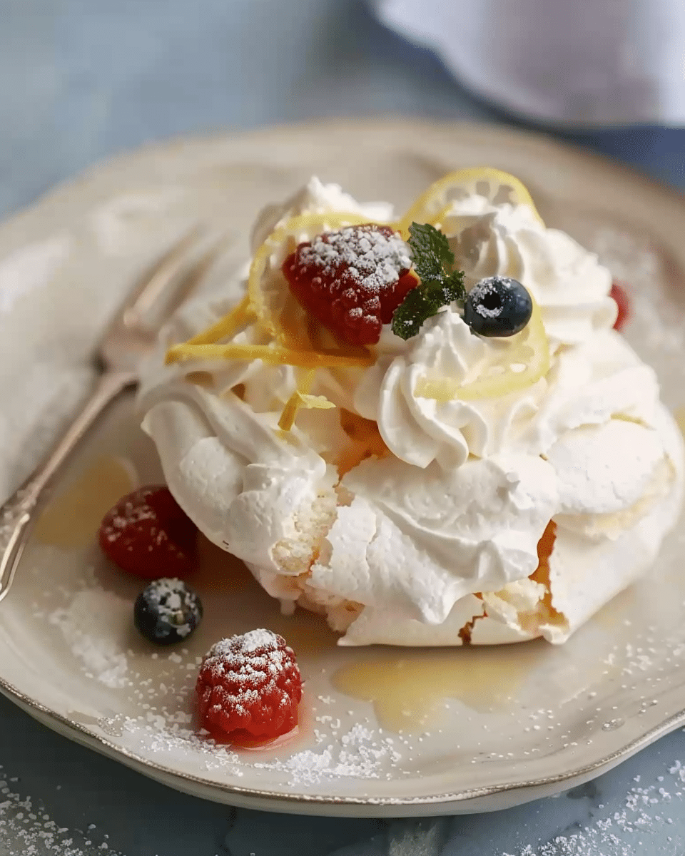 Pavlovas with Lemon Coconut Cream