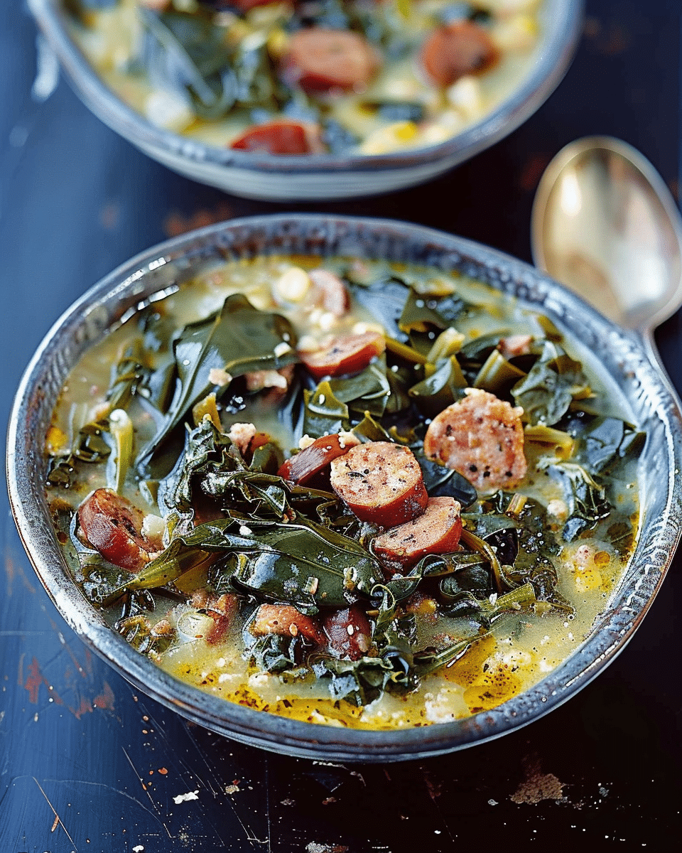 Collard Greens, Cornmeal, and Sausage Soup (Sopa de Fubà)