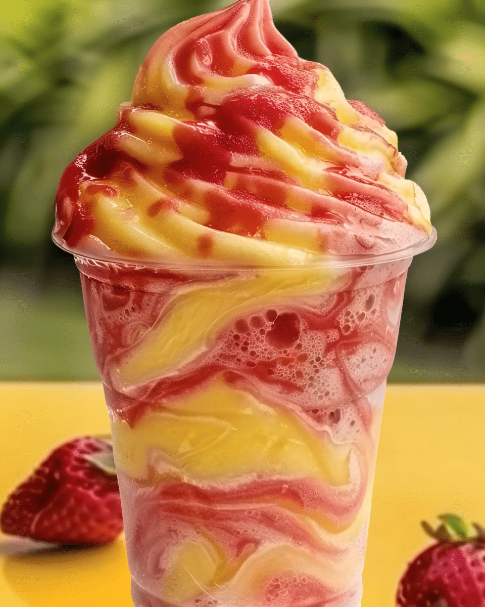 Pineapple Strawberry Swirled Slushies