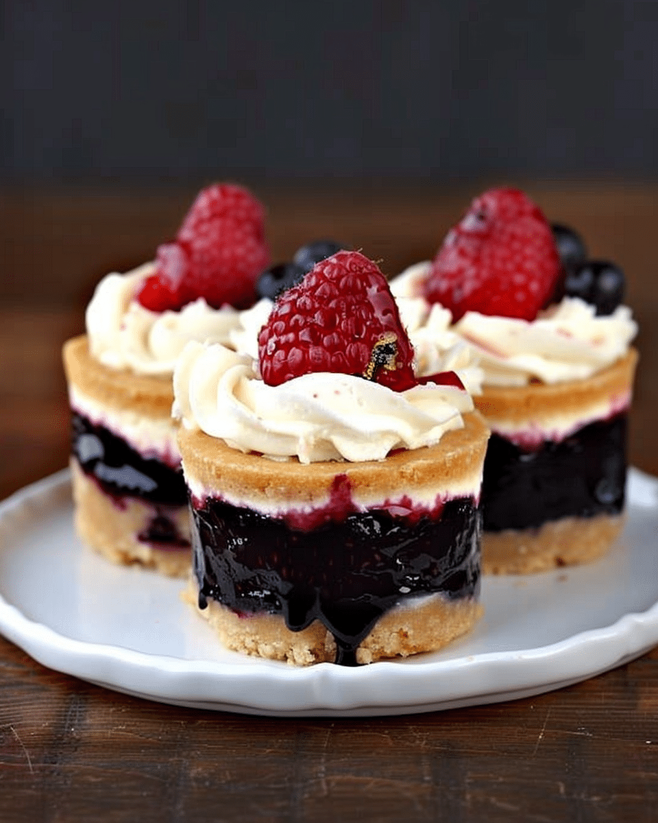 Mini Honey Balsamic Berry Cheesecakes