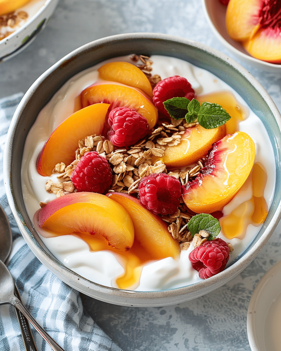 Peach Melba Yogurt Bowl