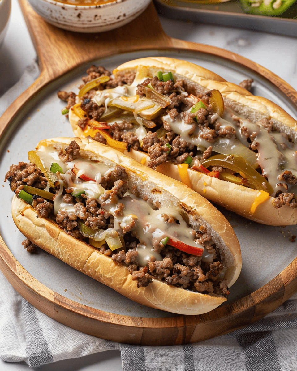 Ground Beef Philly Cheesesteaks