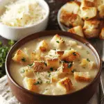 Creamy Garlic Bread Soup with Homemade Croutons