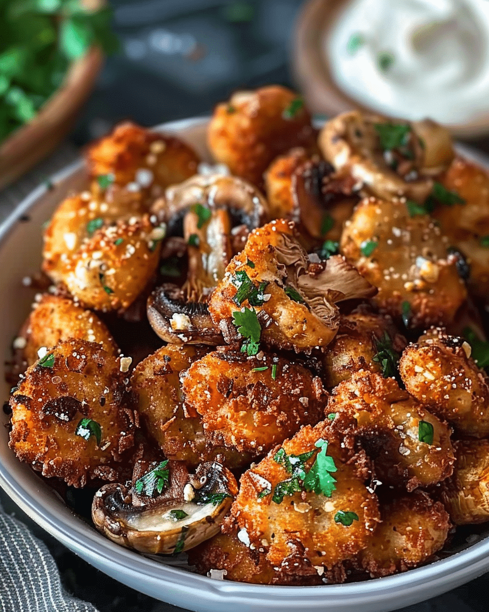 Crispy Garlic Mushroom Bites