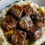 Garlic Butter Steak Bites and Mash