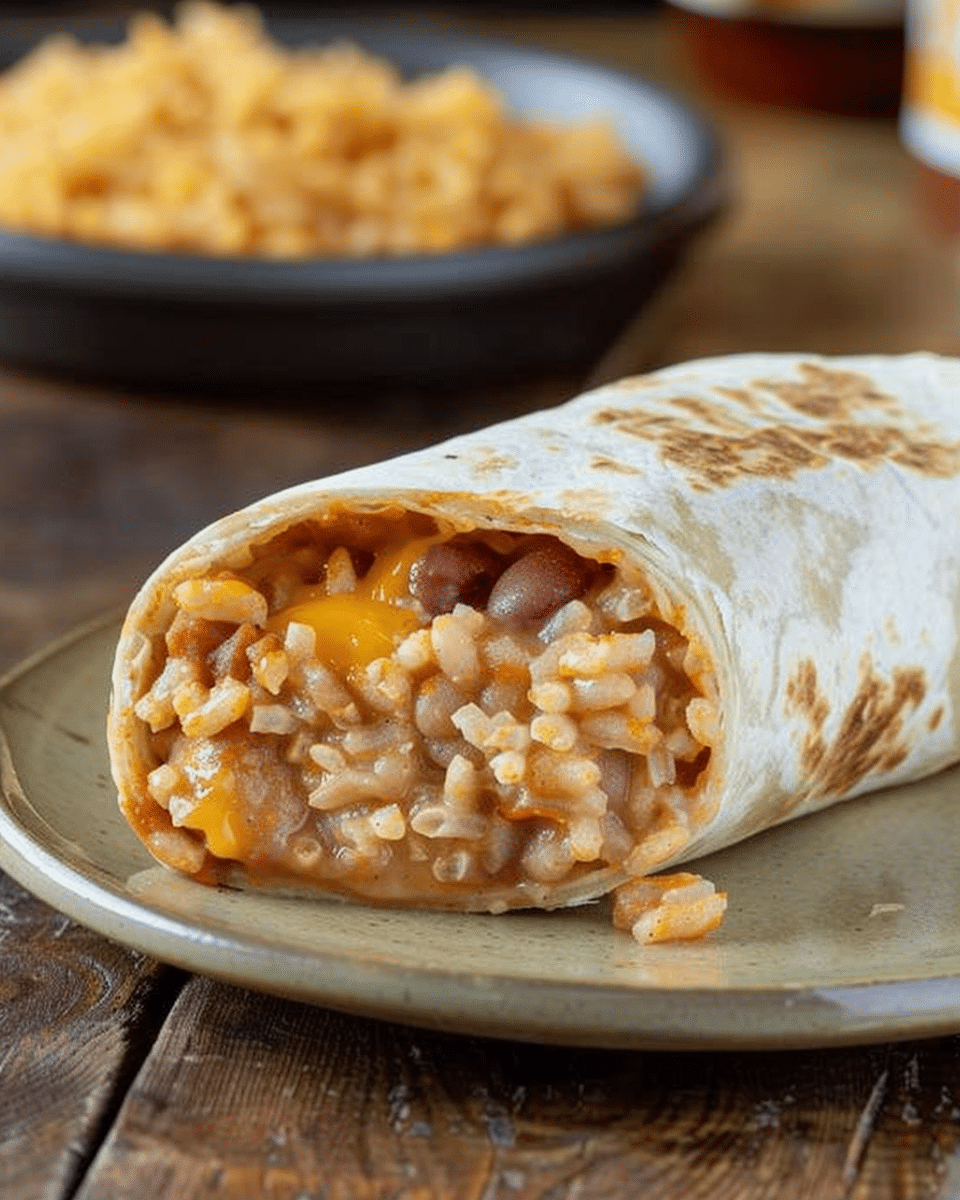 Cheesy Bean and Rice Burrito