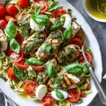 Chicken Caprese salad with creamy basil pesto